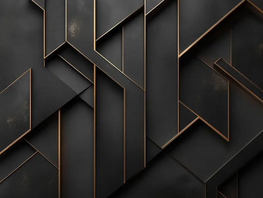 Designtapete Schwarzgold Art Deco Detailansicht – Mattschwarz, Gold, Bronze, Dunkelanthrazit, selbstklebend