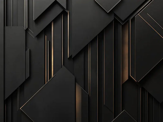 Designtapete Goldene Schaltkreise Detailansicht – Schwarz, Anthrazit, Gold, Bronze, Dunkelbraun, selbstklebend