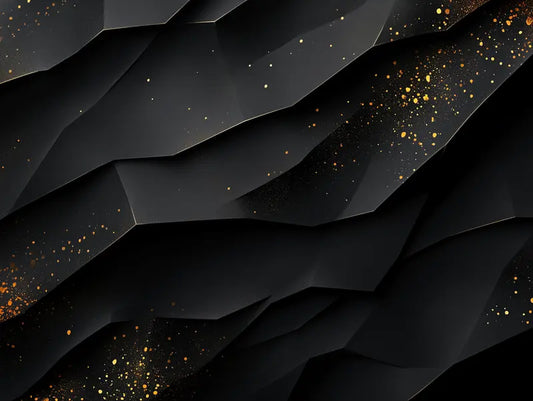 Designtapete Kosmischer Goldstaub Detailansicht – Schwarz, Anthrazit, Gold, Orange, Kupfer, selbstklebend