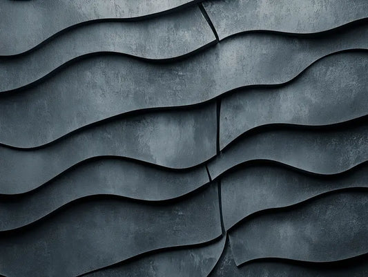 Designtapete Wellenrelief Dunkelstein Detailansicht – Dunkelblaugrau, Schiefer, Anthrazit, Petrol, selbstklebend