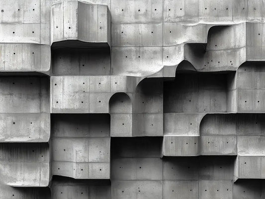 Designtapete Brutalist Sichtbeton Detailansicht – Hellgrau, Betongrau, Dunkelgrau, Schwarz, selbstklebend