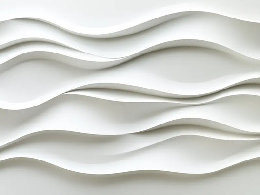 Designtapete Weißes Wellenrelief Detailansicht – Reinweiss, Hellgrau, Silbergrau, selbstklebend