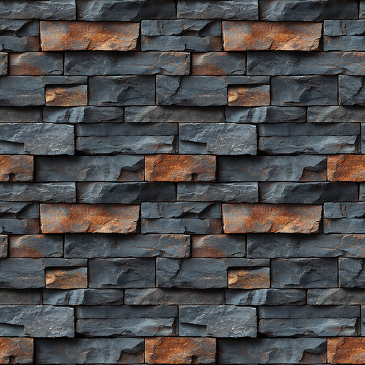 Tapete in moderner Graphit-Steinoptik mit Rostakzenten PVC-frei & selbstklebend Perfekt für Loft-Designs & stylische Räume – PCC FoliaConcept