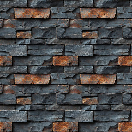 Tapete in moderner Graphit-Steinoptik mit Rostakzenten PVC-frei & selbstklebend Perfekt für Loft-Designs & stylische Räume – PCC FoliaConcept