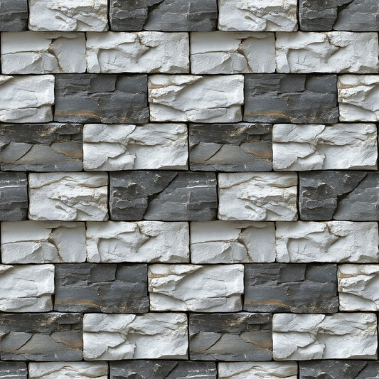 Tapete mit Bruchsteinstruktur in Hell- & Dunkelgrau Selbstklebend, PVC-frei & robust Für moderne Raumgestaltung mit rustikalem Twist – by PCC FoliaConcept