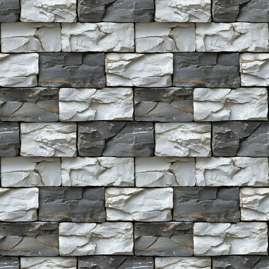 Tapete mit Bruchsteinstruktur in Hell- & Dunkelgrau Selbstklebend, PVC-frei & robust Für moderne Raumgestaltung mit rustikalem Twist – by PCC FoliaConcept