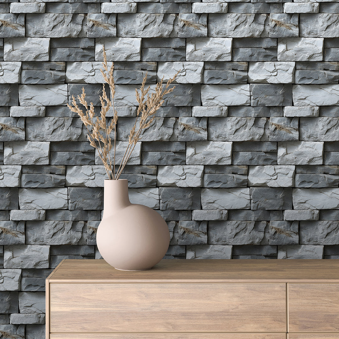 Tapete mit realistischer Schieferstruktur in Grau PVC-frei, selbstklebend & hochwertig Für moderne Wandgestaltung mit Naturakzent Lieferzeit 2-4 Tage