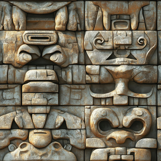 Skulpturale Stein-Reliefs Mystische Tempel-Ästhetik Selbstklebend & PVC-frei – by PCC FoliaConcept