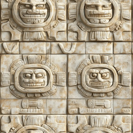 Tapete Steinoptik Sonnenrelikt Steinrelief Nahansicht – Sandstein, Gruen-Gold-Patina, Warmbeige, selbstklebend