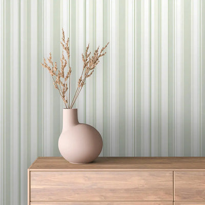 Striped wallpaper – pastel green
