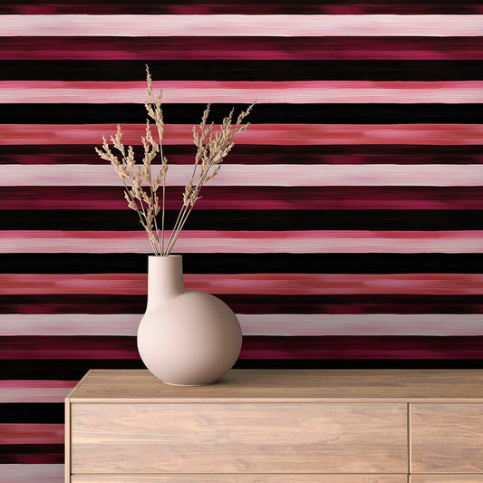 Horizontale Streifen in Bordeaux & Schwarz  Ausdrucksstark & modern  Selbstklebend & PVC-frei – by PCC FoliaConcept