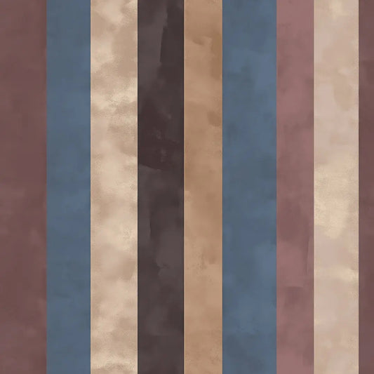 Streifentapete – Blau-Beere-Sand – Detailansicht Oberfläche und Textur