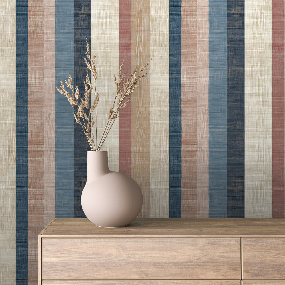 Textilstruktur-Look  Vintage-Farben in Blau & Rosé  Selbstklebend & PVC-frei – by PCC FoliaConcept