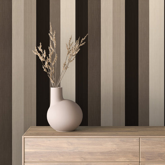 Lieferzeit 2-4 Tage  Streifen in Braun & Beige  Textilstruktur-Look  Selbstklebend & PVC-frei – by PCC FoliaConcept