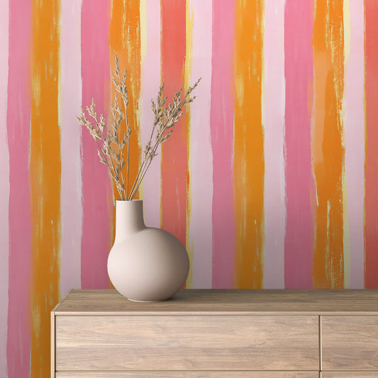 Pink-Orange Streifen  Fröhlich & farbenstark  Selbstklebend & PVC-frei – by PCC FoliaConcept