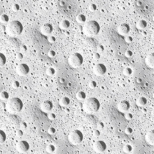 Strukturtapete Mond Kraterlandschaft Detailansicht – Hellgrau, Mittelgrau, Weiss, Silbergrau, selbstklebend