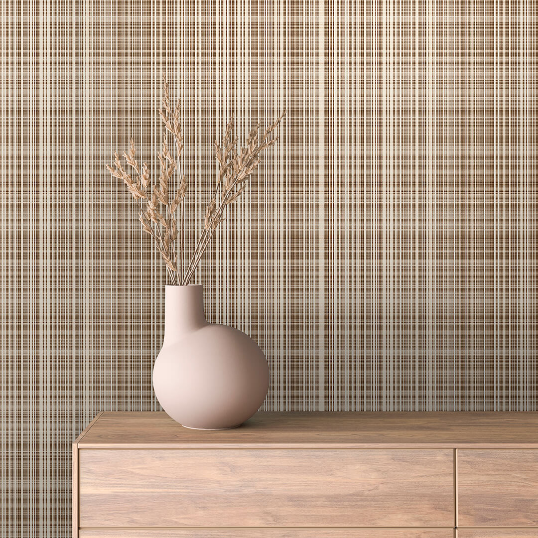 Rustikale Naturstruktur für warme Raumwirkung Gewebte Linien in Naturbraun Selbstklebend & PVC-frei – made by PCC FoliaConcept!