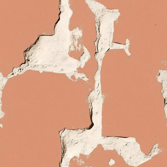 Strukturtapete Terrakotta Vintage Detailansicht – Terrakotta-Orange, Hellgrau, Cremeweiss, Dunkelgrau, selbstklebend