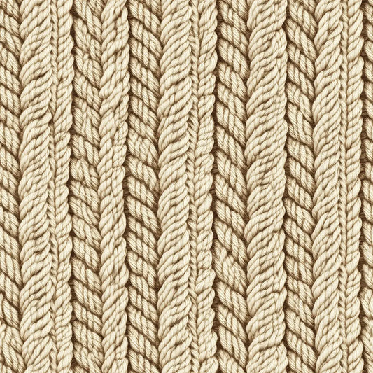 Strukturtapete Wollzopf Strickmuster Detailansicht – Beige, Creme, Hellbraun, Sandfarben, selbstklebend
