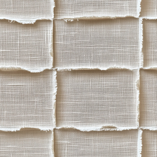Gewebte Stoffstruktur in Kachel-Optik mit Fransenrand Rustikal & modern kombinierbar Selbstklebend & PVC-frei – made by PCC FoliaConcept!