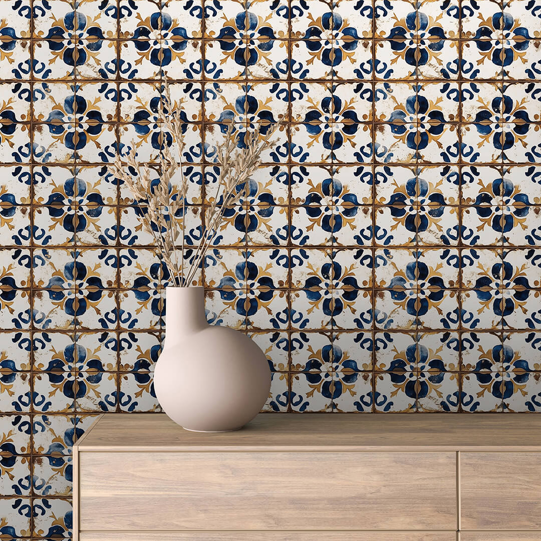 Azulejo Blau-Gold Fliesen