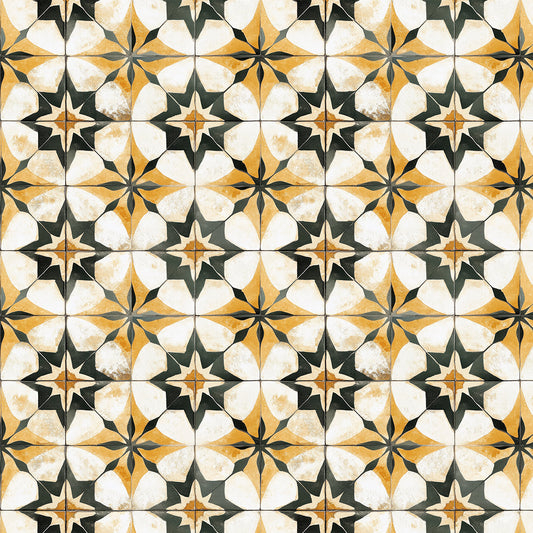 Sternmuster Gelb-Schwarz Fliese