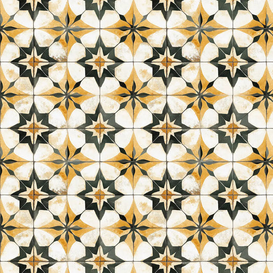 ✅ Tapete mit sternförmigem Muster in Gelb & Grün ✅ PVC-frei & selbstklebend ✅ Retro-Look mit Charakter – Pimp My Wall