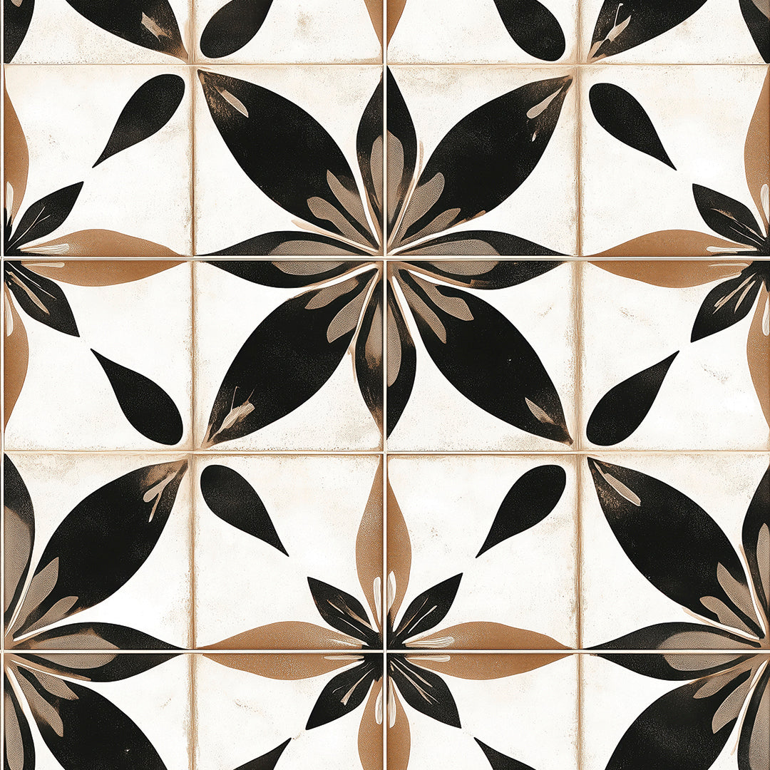Gestalte deine Küche neu! Florales Design in Schwarz & Braun Harmonisch & dekorativ Selbstklebend & PVC-frei – by PCC FoliaConcept