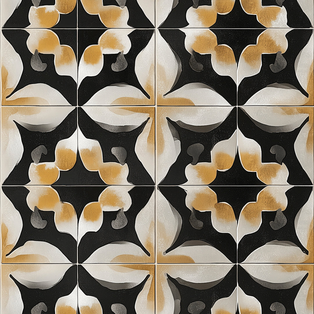 Lieferzeit 2-4 Tage Schwarze Eleganz mit Goldakzenten Klassik trifft Modernität Selbstklebend & PVC-frei – by PCC FoliaConcept