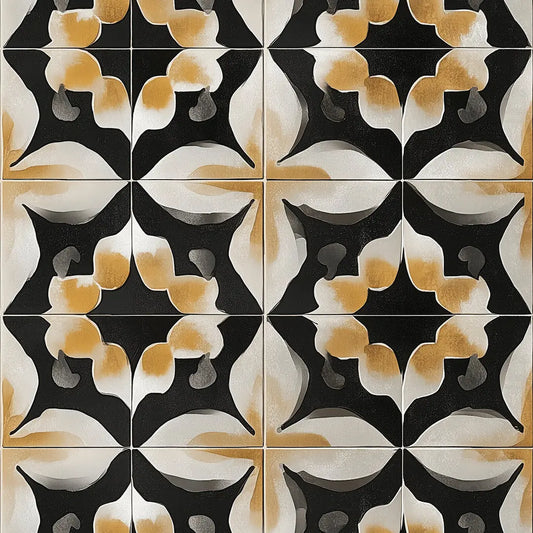 Fliesenfolie Schwarz Gold Elegant Detailansicht – Schwarz, Gold, Weiß, Grau, Warmbeige, selbstklebend