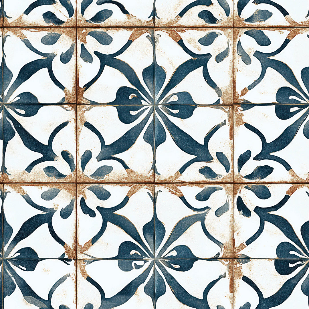 Gestalte deine Küche neu! Florales Ornament in Blau & Weiß Vintage-Flair trifft zeitlose Eleganz Selbstklebend & PVC-frei – by PCC FoliaConcept