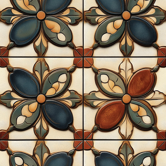 Gestalte deine Küche neu! Retro-Blütenoptik Warme Farben mit 3D-Effekt Selbstklebend & PVC-frei – by PCC FoliaConcept