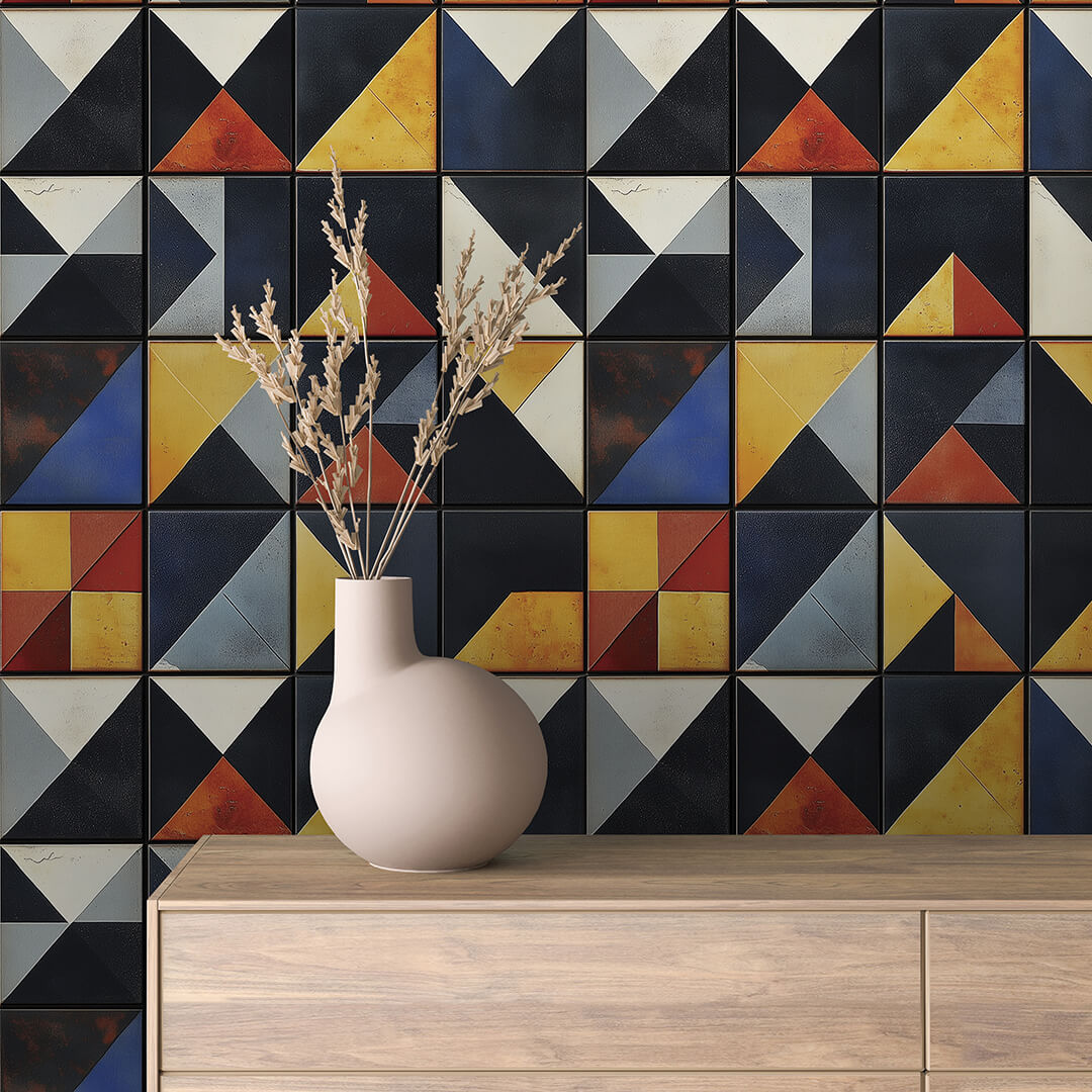 Gestalte deine Küche neu! Modern & kraftvoll Retro-geometrischer Stil Selbstklebend & PVC-frei – by PCC FoliaConcept