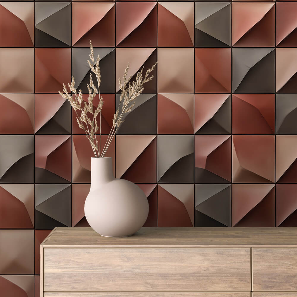 3D-Faltoptik in Rosé & Braun Skulptural & modern Selbstklebend & PVC-frei – by PCC FoliaConcept