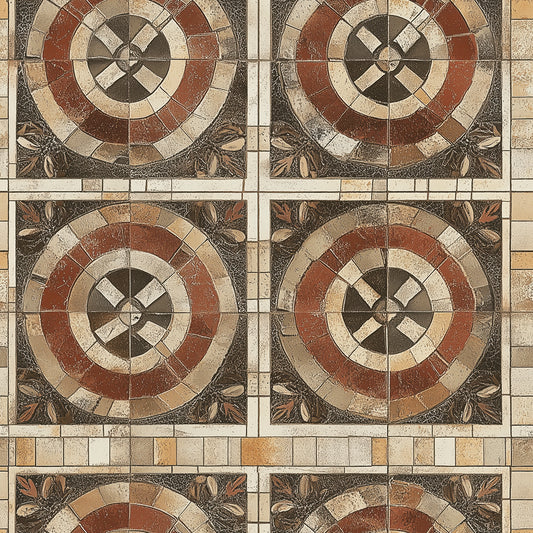 Mediterranes Mosaikmuster Florale & geometrische Ornamente Selbstklebend & PVC-frei – by PCC FoliaConcept