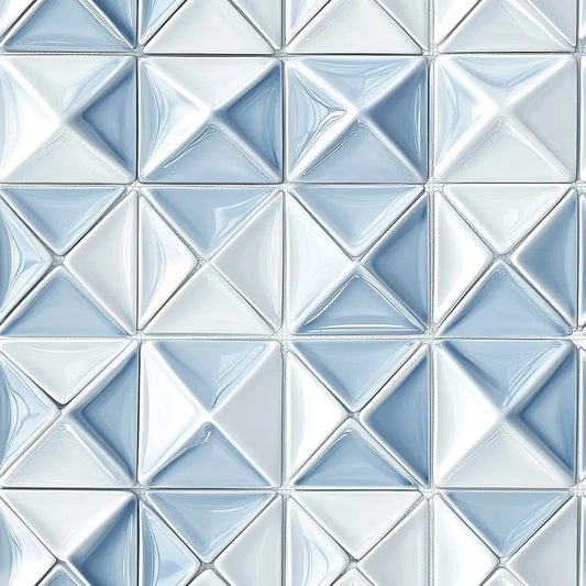 Fliesenfolie Blau 3D-Optik Detailansicht – Hellblau, Eisblau, Taubenblau, Weiß, selbstklebend