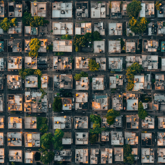 Wandbild Stadtviertel satellitenaufnahme