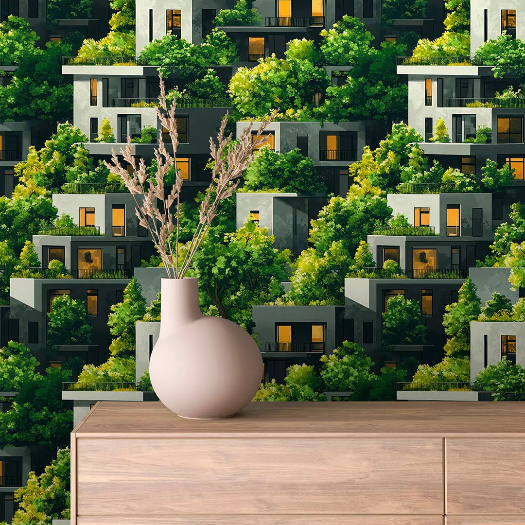 Gartenstadt Grün Urban Tapete