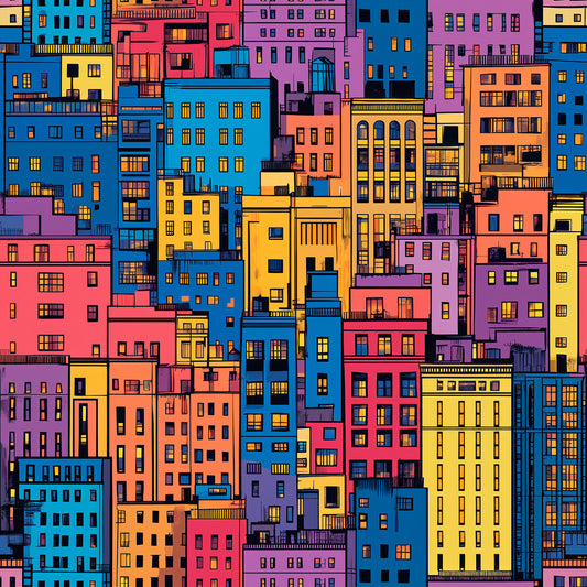 Kunsttapete Graffiti Stadt in kräftigeren Farben