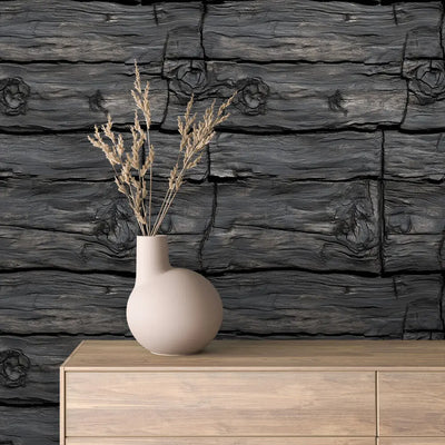 Wood-effect wallpaper, reclaimed wood planks – recycled wood