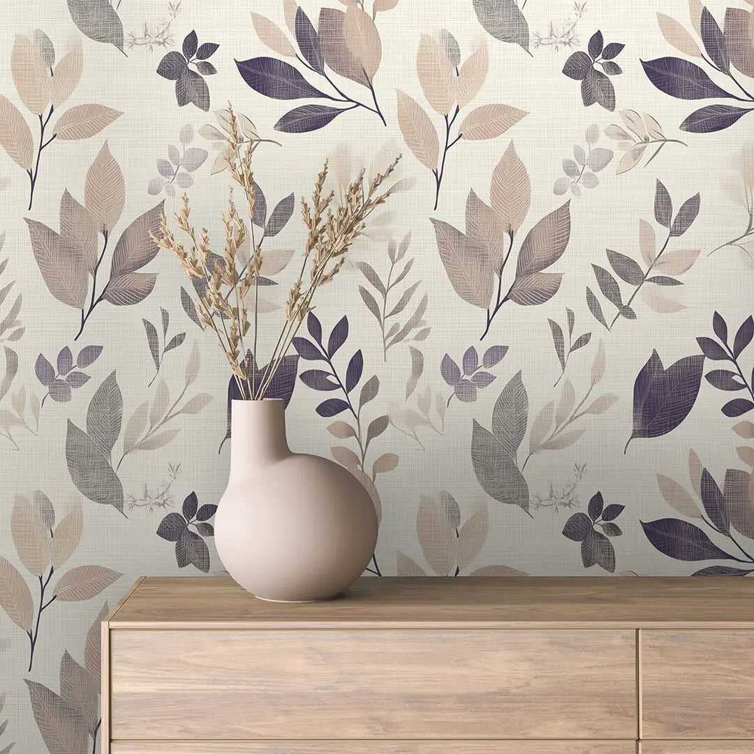 Blumentapete Blätter Beige – Modern