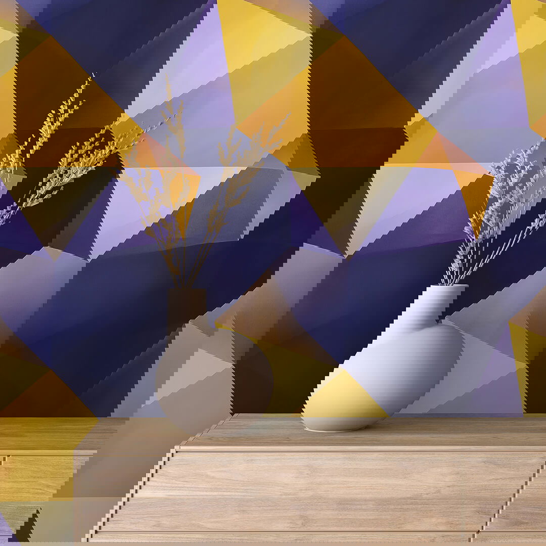 Faltoptik Blau-Gelb Geometrisch