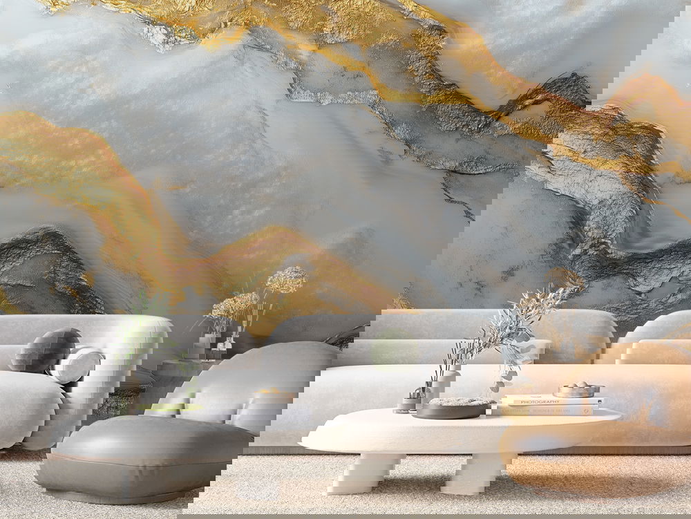 3D Marmor Tapete in Cremeweiß mit Gold Sanfte Wirkung & selbstklebend PVC-frei – Pimp My Wall