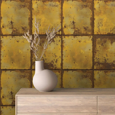 Metallic Wallpaper Gold Rusty Metal Plates