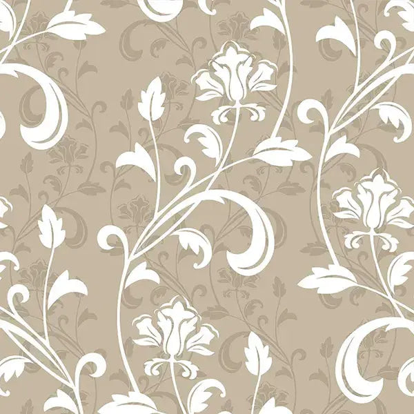 Floral wallpaper elegance in beige