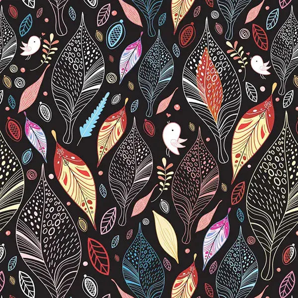 Floral wallpaper leaves black design