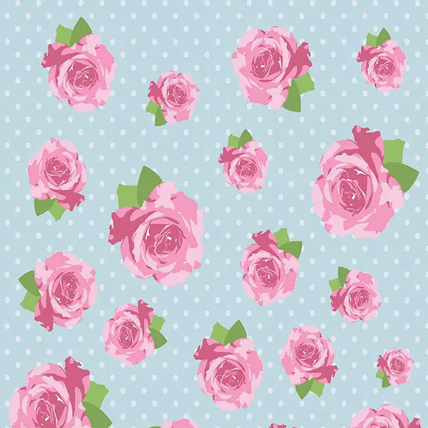 Floral Blue Rose Dots