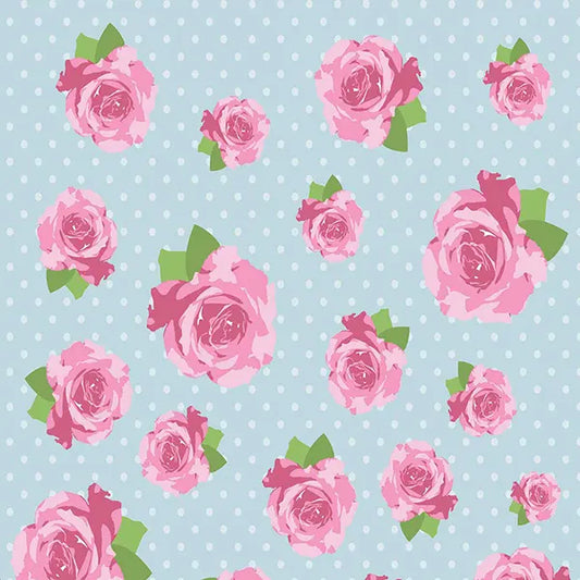Floral Blue Rose Dots
