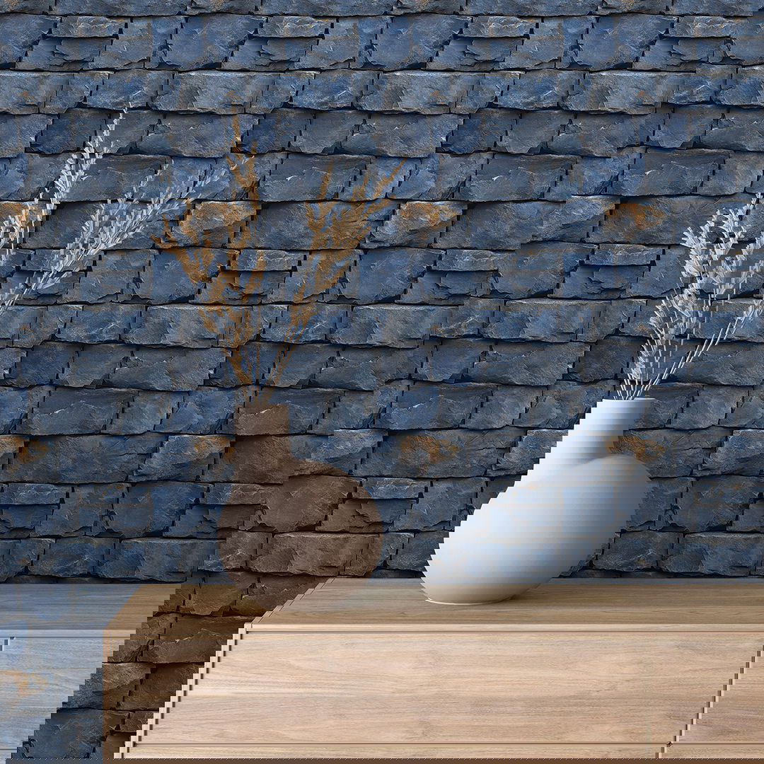 Selbstklebende Tapete in kräftiger Blauschiefer-Optik PVC-frei, langlebig & modern Exklusives Design von PCC FoliaConcept für urbane Raumkonzepte