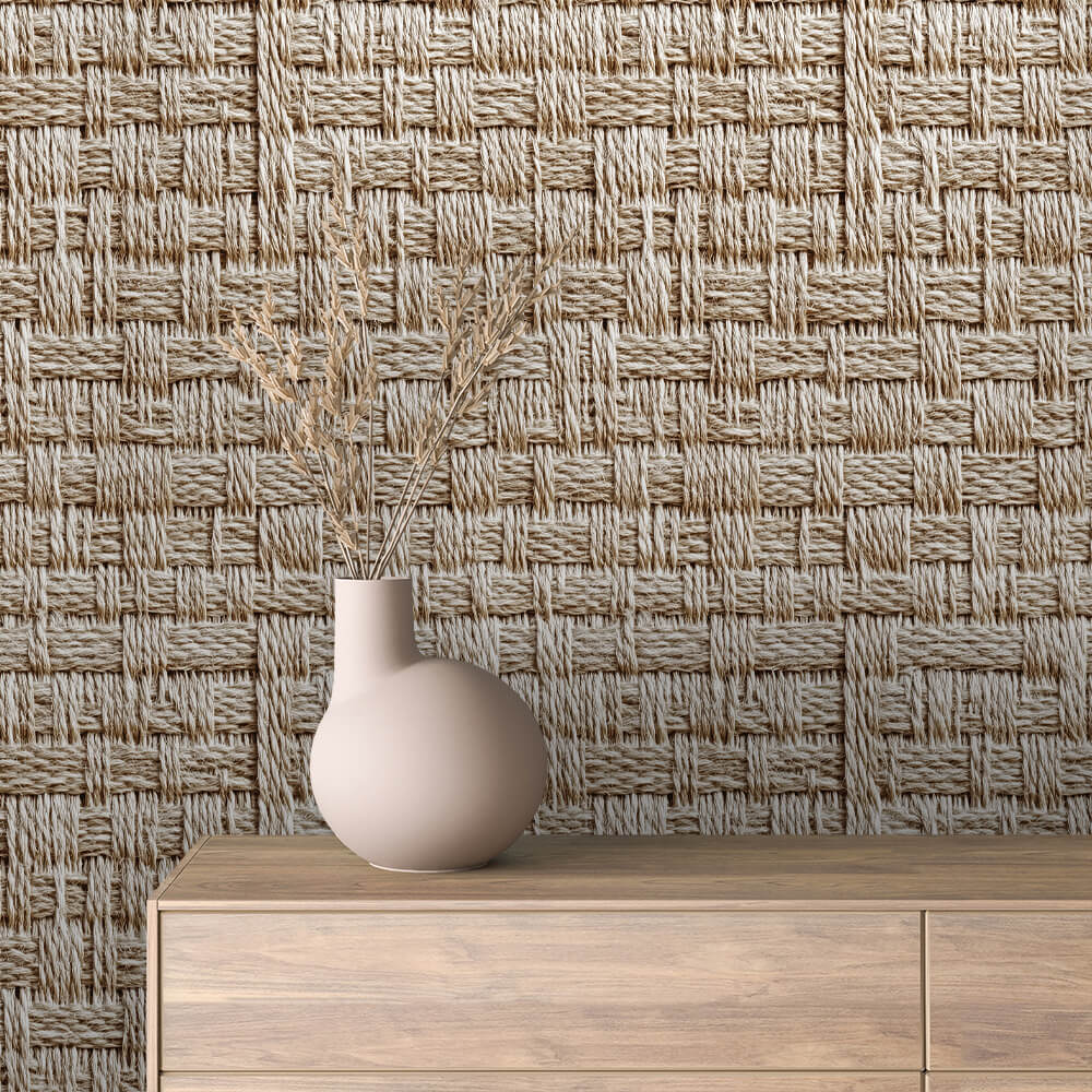 Rustikaler Naturlook für deine Wände Handwerkliche Flechtstruktur in Bastoptik Selbstklebend & PVC-frei – made by PCC FoliaConcept!